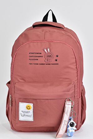 Elatae Unisex Çok Gözlü Günlük Seyahat Okul Sırt Çantası Gül Kurusu 51496