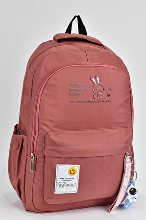 Elatae Unisex Çok Gözlü Günlük Seyahat Okul Sırt Çantası Gül Kurusu 51496