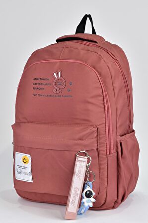 Elatae Unisex Çok Gözlü Günlük Seyahat Okul Sırt Çantası Gül Kurusu 51496