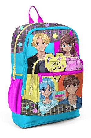 Elatae Anime Desenli Gri/Mavi Okul Sırt Çantası 23737