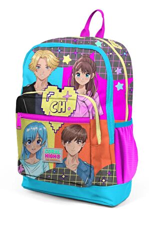 Elatae Anime Desenli Gri/Mavi Okul Sırt Çantası 23737
