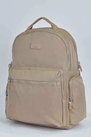 Elatae Unisex Çok Gözlü Günlük Seyahat Okul Sırt Çantası Bej 17295