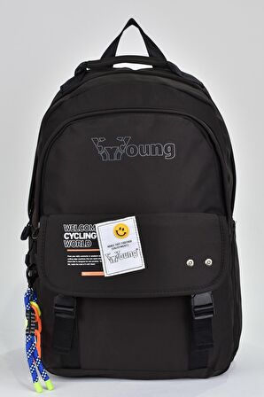 Ççs Unisex Çok Gözlü Günlük Seyahat Okul Sırt Çantası Siyah 51590