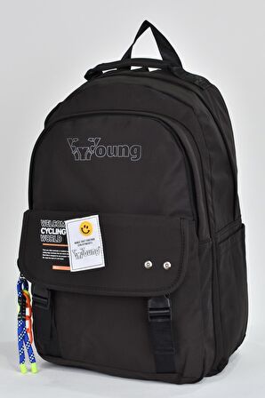 Ççs Unisex Çok Gözlü Günlük Seyahat Okul Sırt Çantası Siyah 51590
