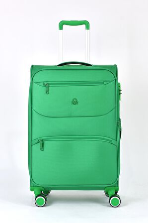 United Colors Of Benetton Ultra Light Kumaş 2'li Valiz Seti Orta Boy - Kabin Boy Yeşil BNT2400