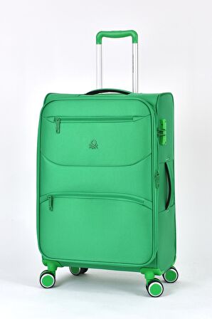 United Colors Of Benetton Ultra Light Kumaş 2'li Valiz Seti Orta Boy - Kabin Boy Yeşil BNT2400