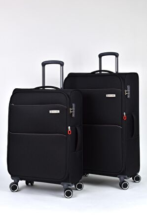 Pierre Cardin Ultra Light Kumaş 2'li Valiz Seti Büyük Boy - Orta Boy Siyah PC6050