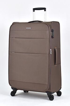 Pierre Cardin Ultra Light Hafif Lüx Kumaş 3'lü Valiz Seti Kahverengi PC4200