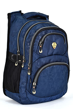 Elatae Unisex Ortopedik Çok Gözlü Günlük Seyahat Okul Sırt Çantası Lacivert 2226