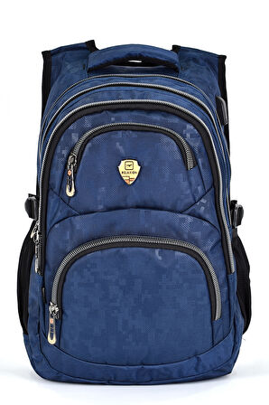 Elatae Unisex Ortopedik Çok Gözlü Günlük Seyahat Okul Sırt Çantası Lacivert 2226