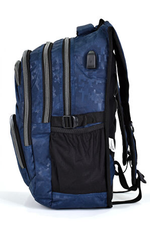 Elatae Unisex Ortopedik Çok Gözlü Günlük Seyahat Okul Sırt Çantası Lacivert 2226