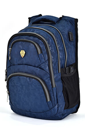 Elatae Unisex Ortopedik Çok Gözlü Günlük Seyahat Okul Sırt Çantası Lacivert 2226