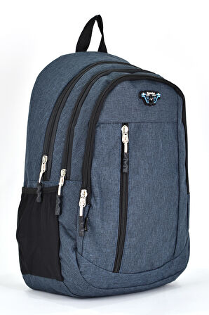 Elatae Unisex Ortopedik Çok Gözlü Günlük Seyahat Okul Sırt Çantası Lacivert 5057