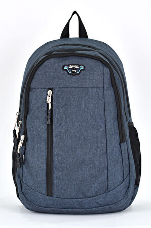 Elatae Unisex Ortopedik Çok Gözlü Günlük Seyahat Okul Sırt Çantası Lacivert 5057