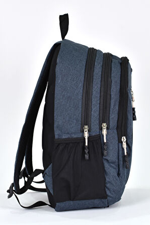 Elatae Unisex Ortopedik Çok Gözlü Günlük Seyahat Okul Sırt Çantası Lacivert 5057