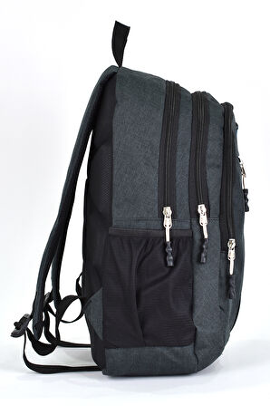 Elatae Unisex Ortopedik Çok Gözlü Günlük Seyahat Okul Sırt Çantası Siyah 5057