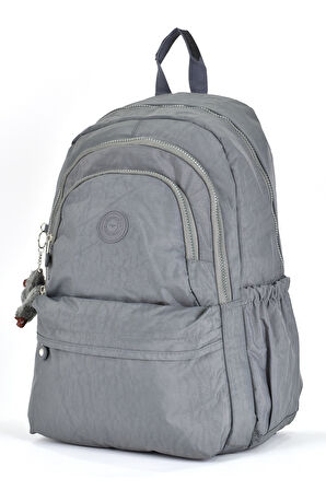 Elatae Su Geçirmez Krinkıl Kumaş Ortopedik Çok Gözlü Okul Sırt Çantası Gri 1660