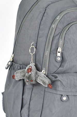 Elatae Su Geçirmez Krinkıl Kumaş Ortopedik Çok Gözlü Okul Sırt Çantası Gri 1660