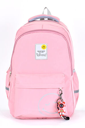 Elatae Unisex Ortopedik Çok Gözlü Günlük Seyahat Okul Sırt Çantası Pembe 51709