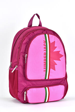 Lumberjack Çok Gözlü Unisex 2'li Okul Çantası Seti Okul Çantası ve Kalemlik Pembe LMCAN24012