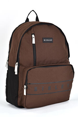 Sisley Okul Sırt Çantası Unisex Çok Gözlü Günlük Seyahat Sırt Çantası Kahverengi 12918