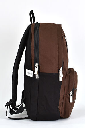 Sisley Okul Sırt Çantası Unisex Çok Gözlü Günlük Seyahat Sırt Çantası Kahverengi 12918