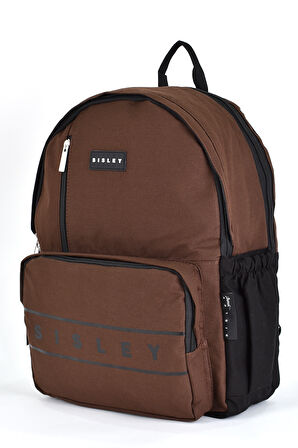 Sisley Okul Sırt Çantası Unisex Çok Gözlü Günlük Seyahat Sırt Çantası Kahverengi 12918