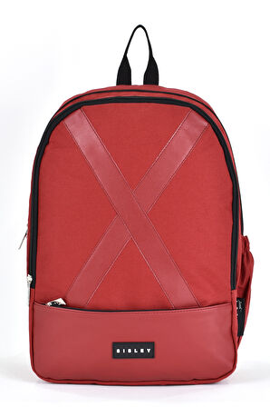 Sisley Okul Sırt Çantası Unisex Çok Gözlü Günlük Seyahat Sırt Çantası Bordo