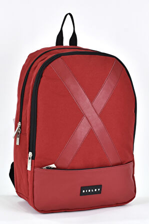 Sisley Okul Sırt Çantası Unisex Çok Gözlü Günlük Seyahat Sırt Çantası Bordo