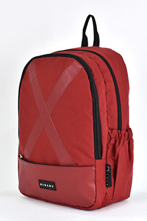 Sisley Okul Sırt Çantası Unisex Çok Gözlü Günlük Seyahat Sırt Çantası Bordo