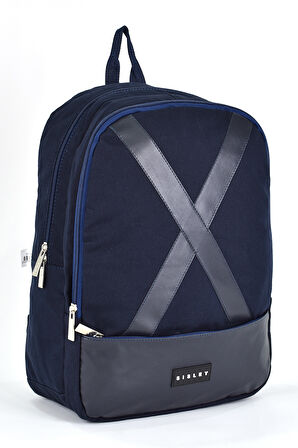 Sisley Okul Sırt Çantası Unisex Çok Gözlü Günlük Seyahat Sırt Çantası Lacivert
