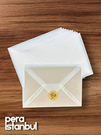 1 Adet Aydınger Transparan Şeffaf Zarf Davetiye Lüks Tebrik Kartı Mektup Mühür Cüzdan