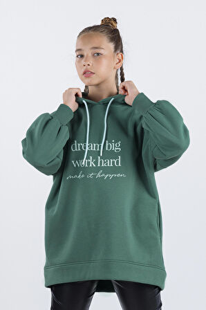 
Kapüşonlu Baskı Detaylı Çocuk Kız Tek Sweatshirt