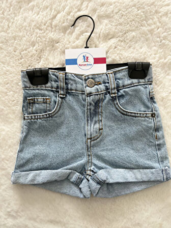 Kısa Düz Kot Şort 4-14 Yaş