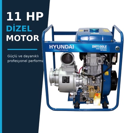 Hyundai DHY100LE 4 İnç 11 HP Dizel Marşlı Su Motoru – 96 m³/Saat Büyük Depolu