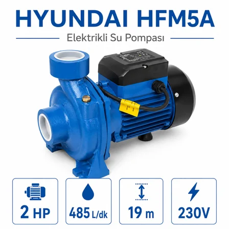 Hyundai HFM5A Elektrikli Su Pompası 2 HP 1.5 kW 485 L/dk 19 m Basma