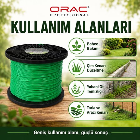 Orac Yuvarlak Tırpan Misinası 3.3 mm 915 m Yeşil Profesyonel Kesim Misinası