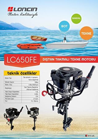 Loncin LC650FE Dıştan Takmalı Tekne Motoru 196cc 4 Zamanlı