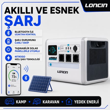 Loncin EP1650-3 1650 W 1024 Wh LiFePO₄ Taşınabilir Güç İstasyonu