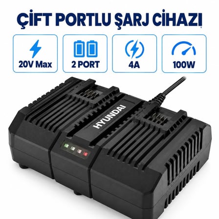 Hyundai C20-4D 20V Max 4A Çift Portlu Akü Şarj Cihazı