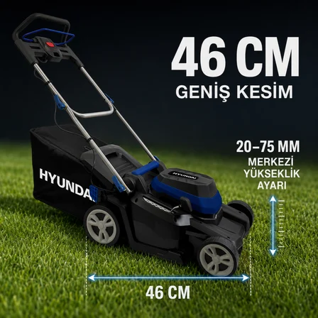 Hyundai C4608A 2000W 46 cm Elektrikli Çim Biçme Makinesi 55 L İtmeli