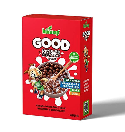 Hünnap Keçi Sütlü Çikolata Ve Vitamin Tahıllı Glutensiz Gevrek 400 Gr