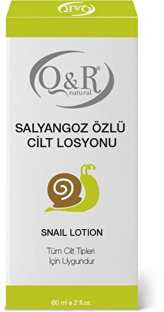 Q & R Salyangoz Tüm Cilt Tipleri İçin Su Bazlı Yağsız Nemlendirici Yüz Bakım Losyonu 60 ml