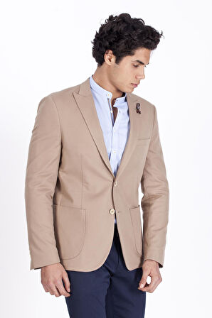 Erkek Casual Camel Slim Fit Dar Kesim Blazer Ceket 4864