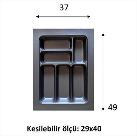 Çekmeceye Göre Esnek Ebatlanan 37x49 cm Sağlam Hediyelik Kesilebilir 6 Gözlü Çekmece İçi Kaşıklık