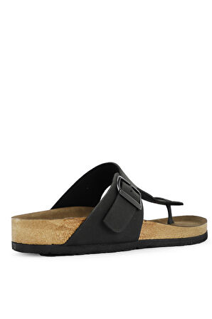 Slazenger LUKE Kadın Parmak Arası Plaj Siyah Nubuk Terlik