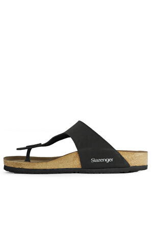 Slazenger LUKE Kadın Parmak Arası Plaj Siyah Nubuk Terlik