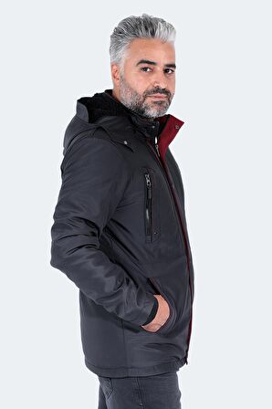 Slazenger HOLD Erkek Kapüşonlu Siyah Mont & Kaban