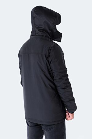Slazenger HOLD Erkek Kapüşonlu Siyah Mont & Kaban