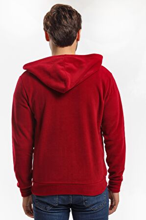 Slazenger SAMSON IN Erkek Fermuarlı Kapüşonlu Cepli Bordo Polar